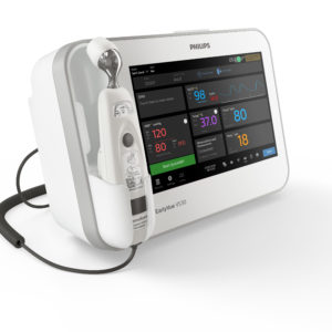 Der Philips EarlyVue VS30 (863359) ist ein Spotcheck-Monitor mit dem die Vitalparameter der Patienten am Krankenbett gemessen werden können.